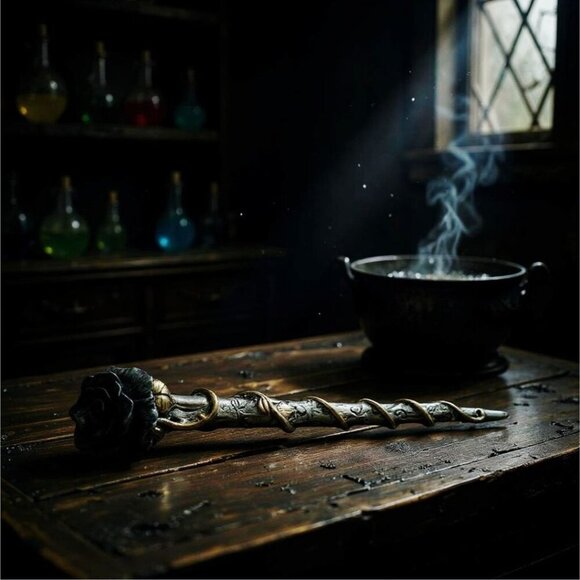 Alchemy Gothic ✦ Black Rose Wand ✦ Resin Ritual Scepter Sigils Decor NWT - Picture 2 of 5